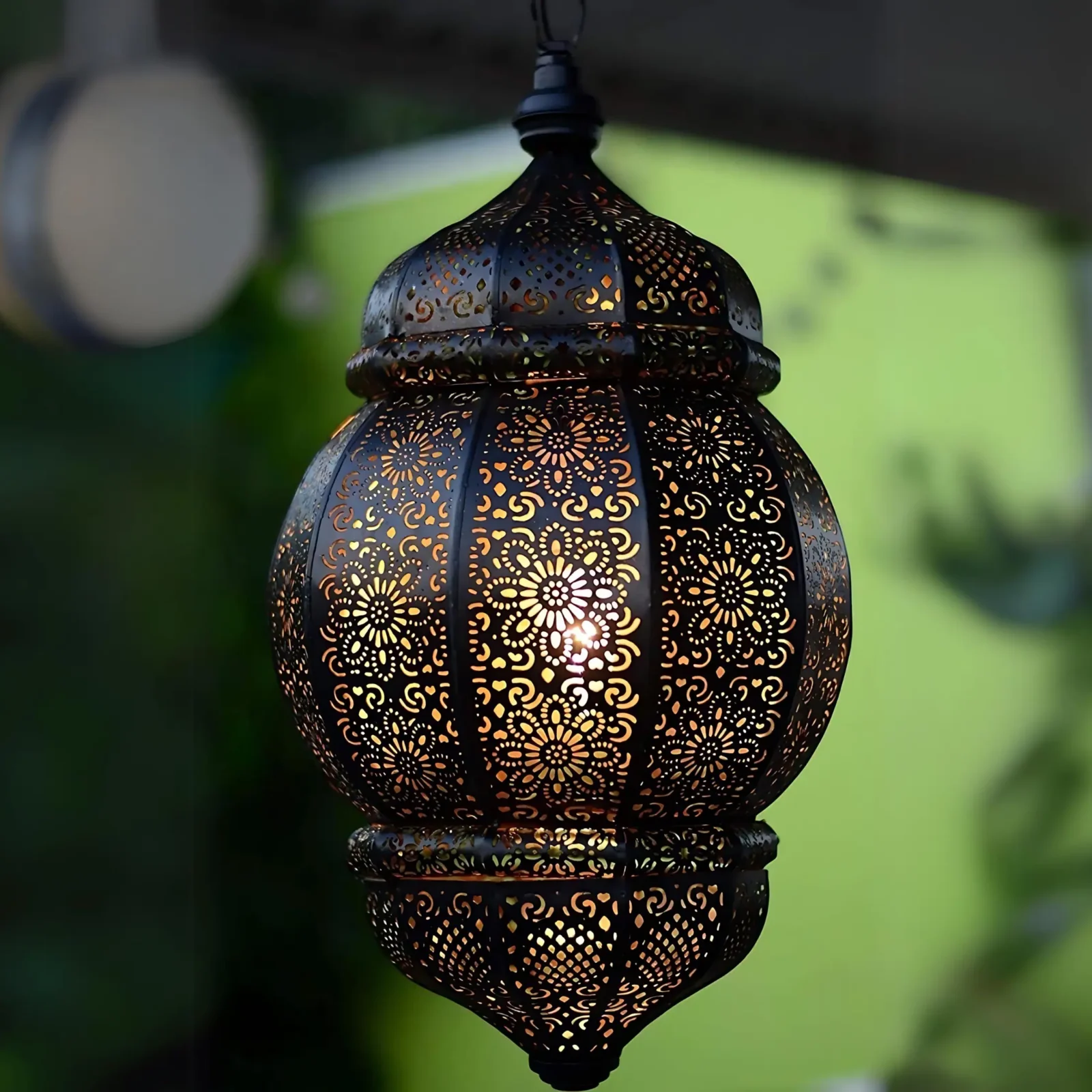 Moorish Moroccan Black Metal Hanging Pendant Ceiling Lamp