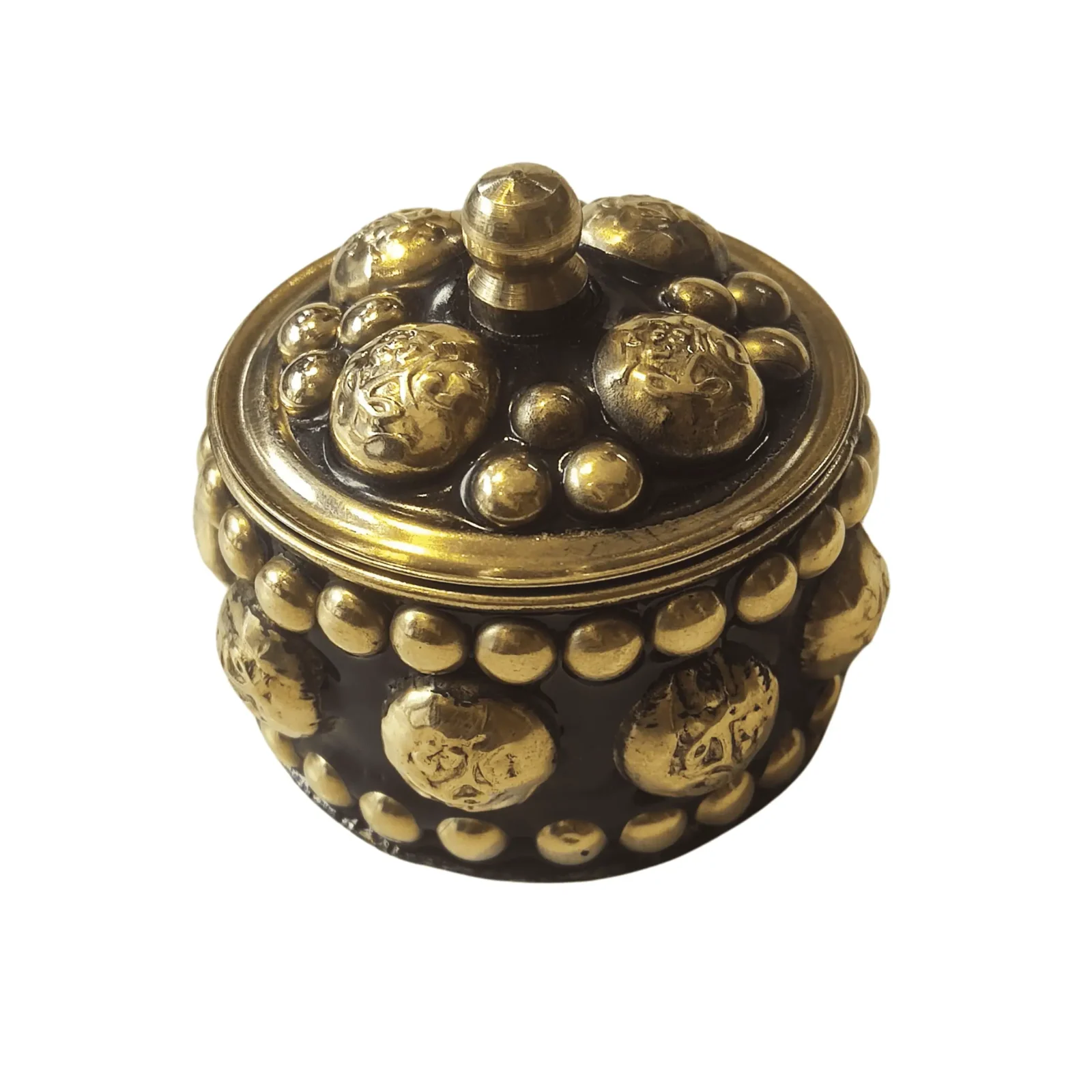 Brass Fancy Kumkum Sindoor Box, Sindur Dibbi Dani for Women