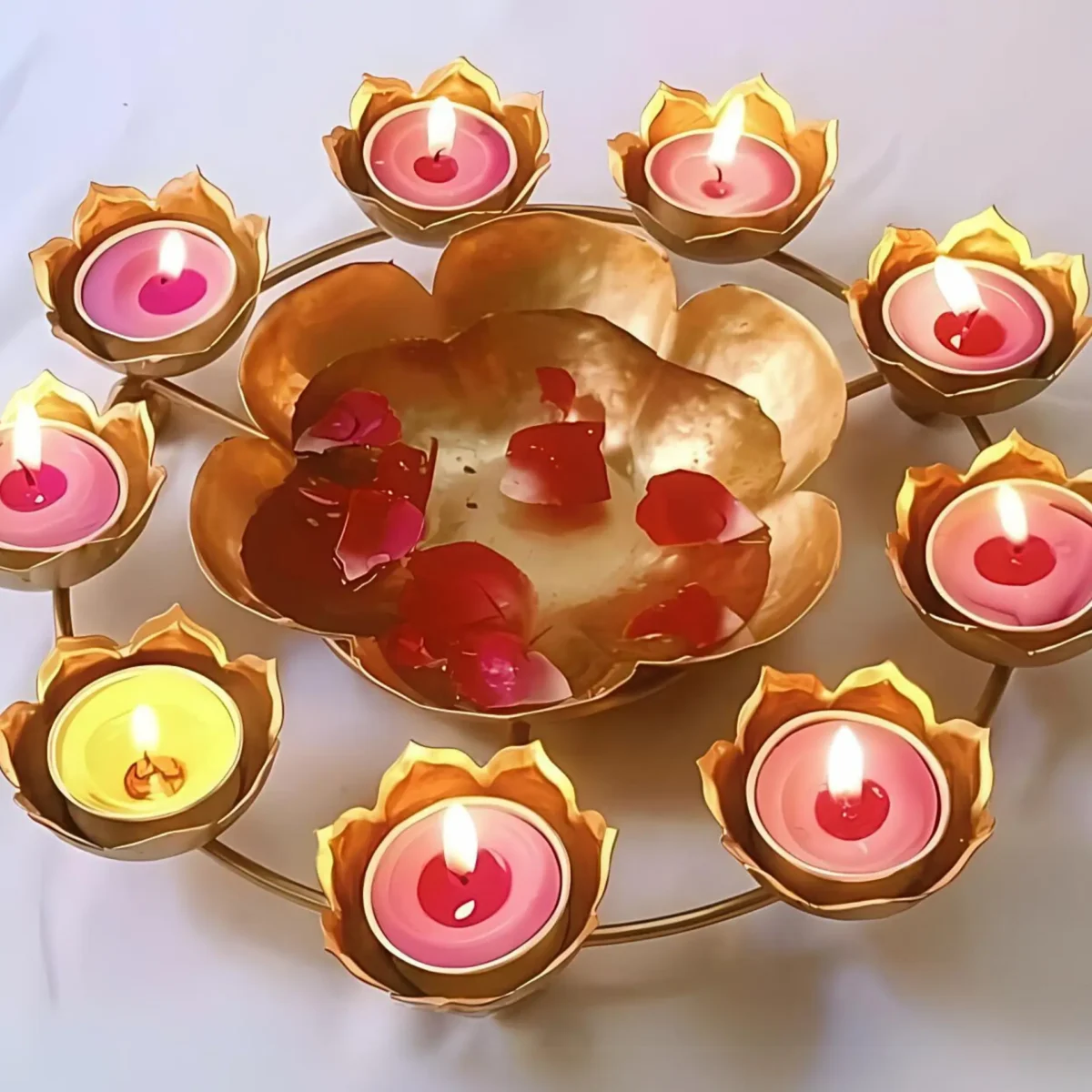 Rangoli Decorative Flower Shaped Urli Bowl Diya