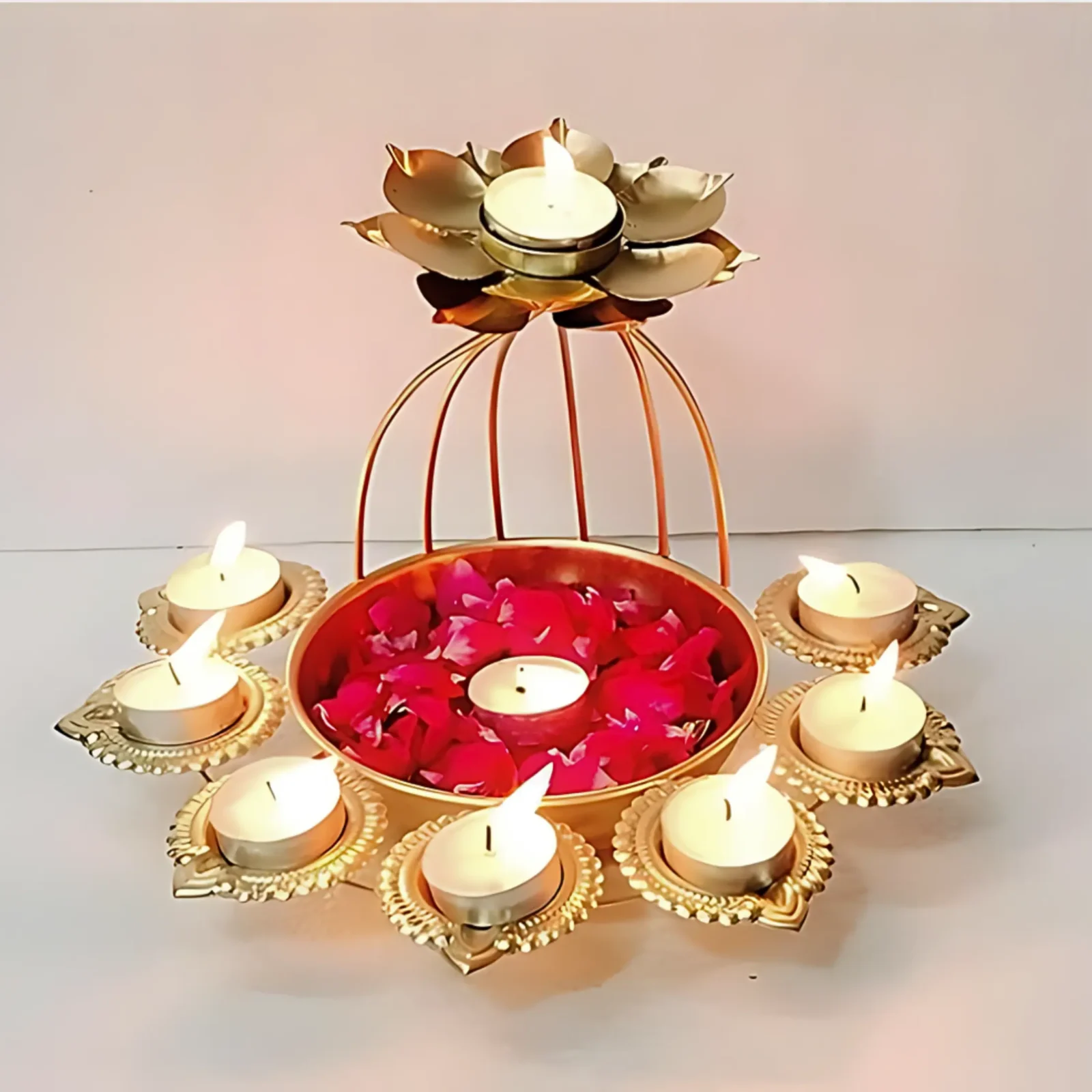 Lotus Shaped Urli Bowl Diya