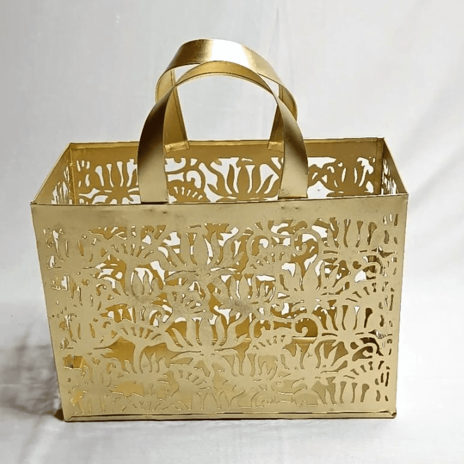 Metal Rectangular Golden Gift Bag