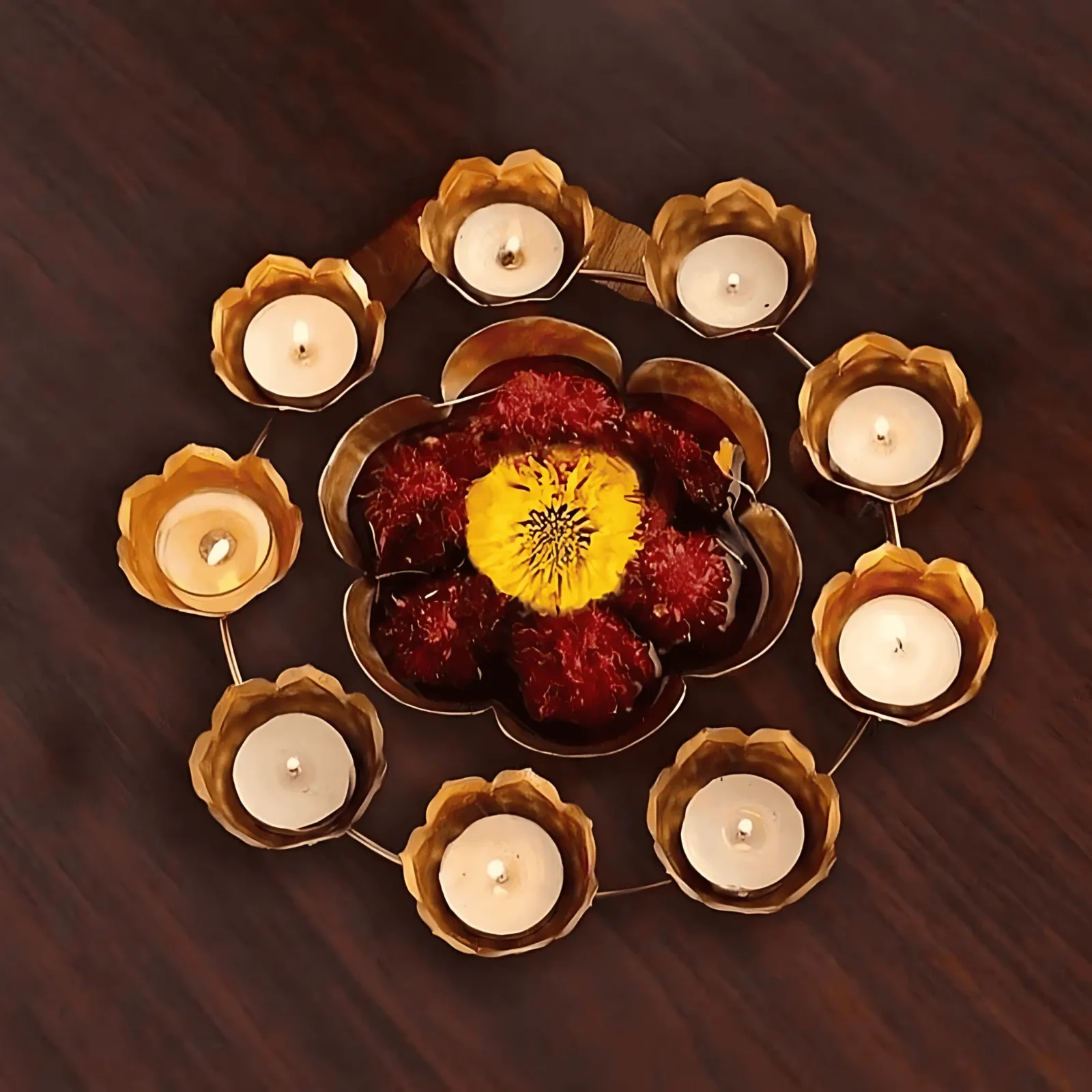 Rangoli Decorative Flower Shaped Urli Bowl Diya