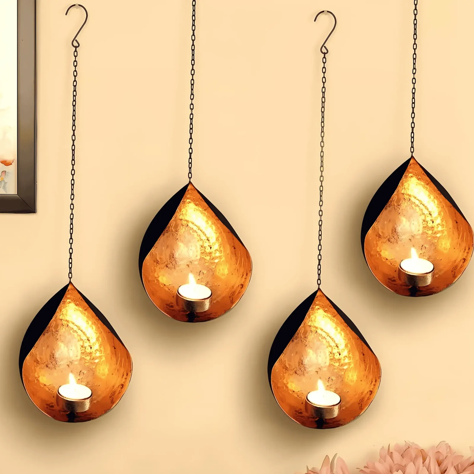 Metal Wall Hanging Sconces with Tealight Candle Holder Diwali Decoration for Home