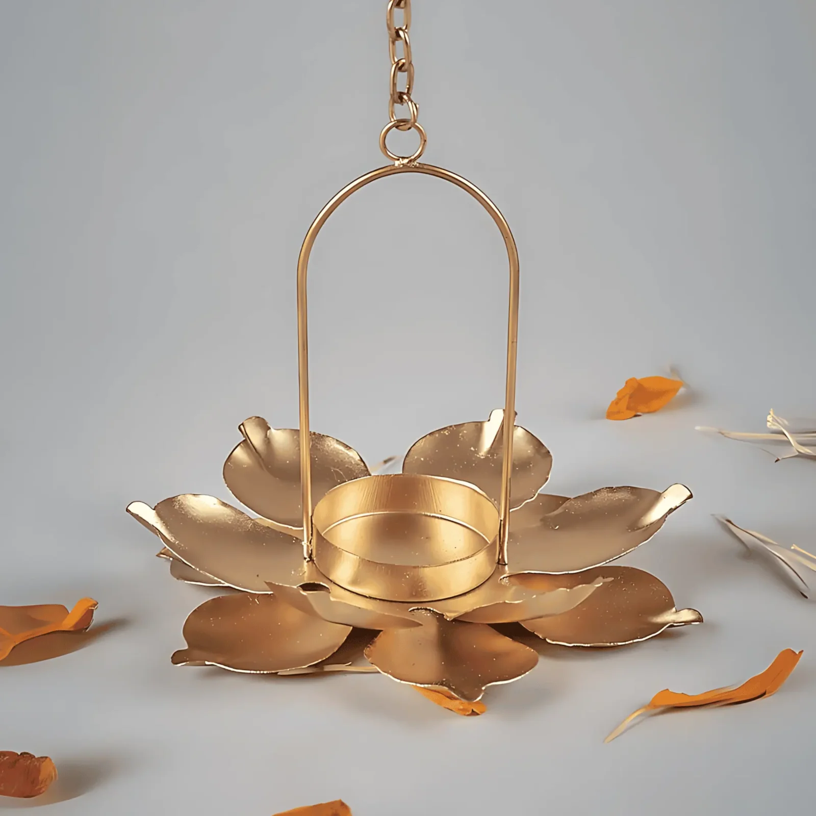 Metal Hanging Flower Tealight Candle Holder For Home Decoration