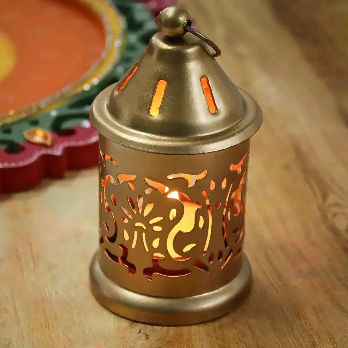 Pacific Salsa Metal Gold Hanging & Table Top Lantern For Home Decor