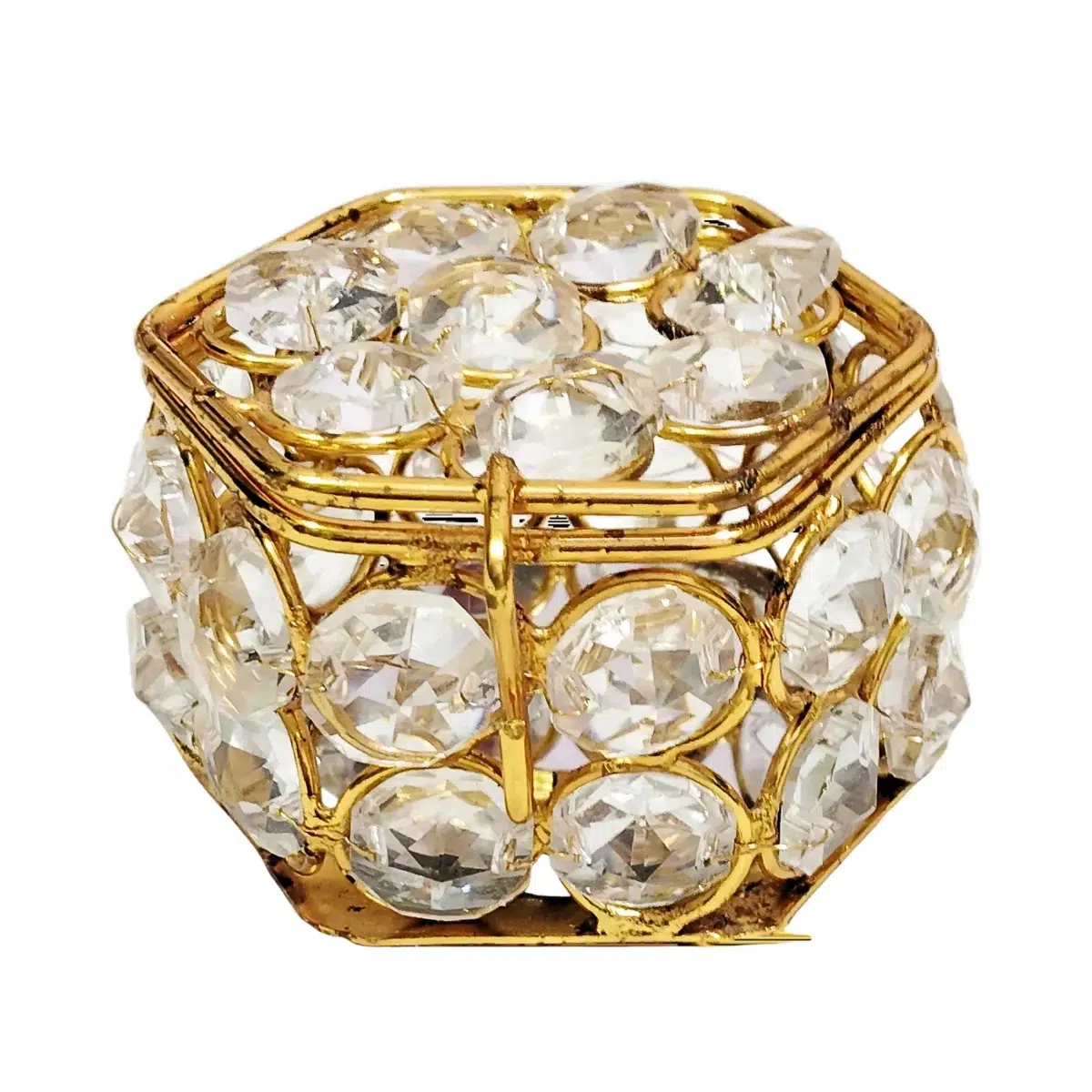 Traditional Unique Designer Round Small Crystal Jewellery Box