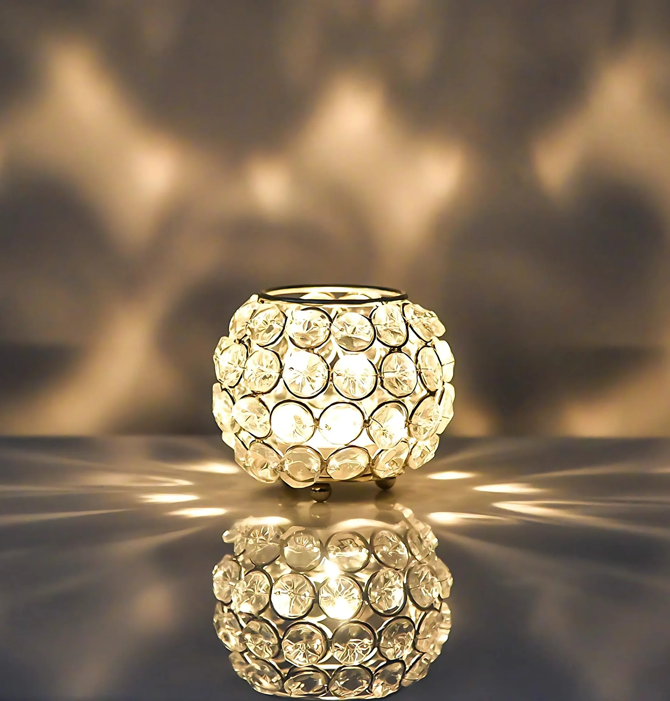 Fiesta Silver Crystal Glass Votive Candle Holder For Home Decor & Gifting