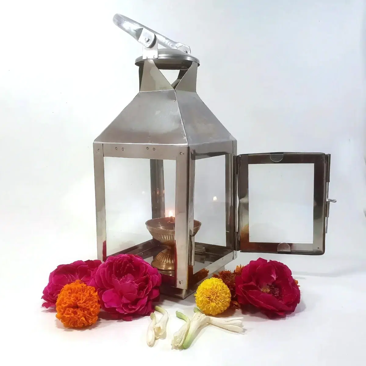 Stainless Steel Decorative Glass Cover Hanging & Table Top Lantern