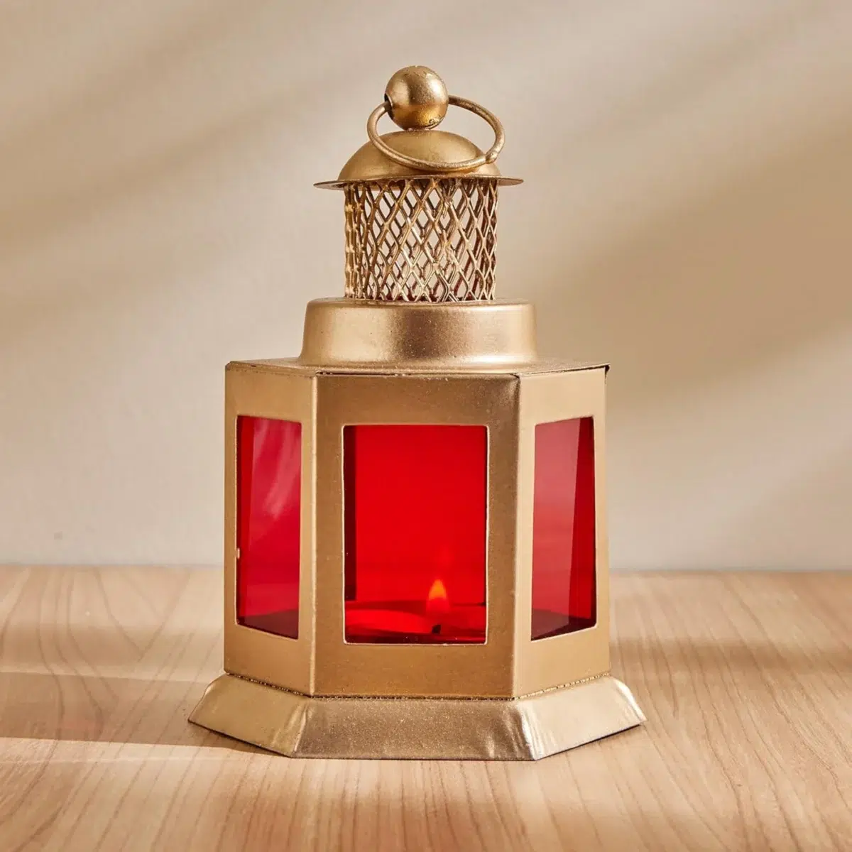 Aurelian Gold Metal Moroccan Lantern with Tealight Candle Holder for Home Decor and Gift