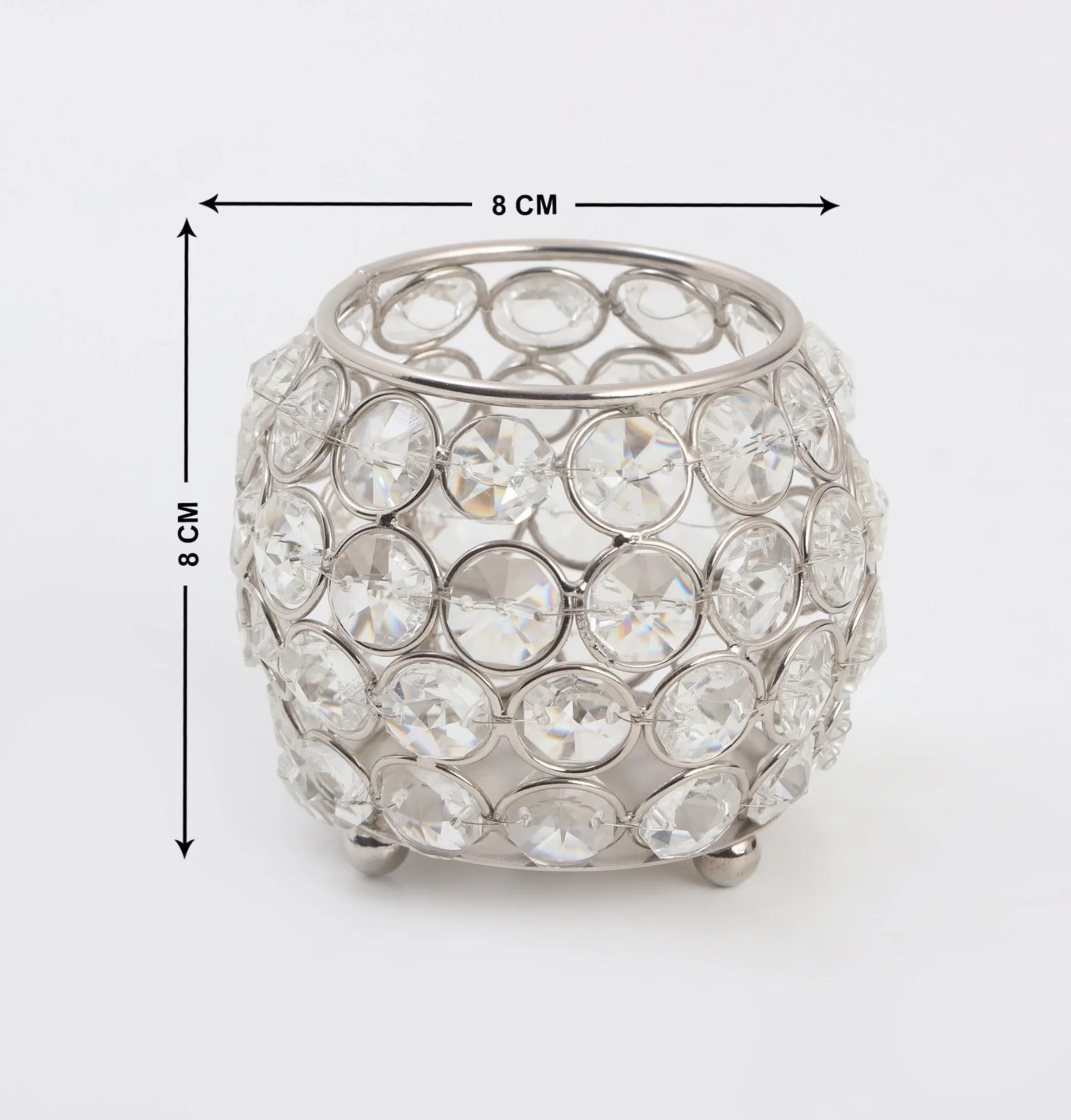 Fiesta Silver Crystal Glass Votive Candle Holder For Home Decor & Gifting