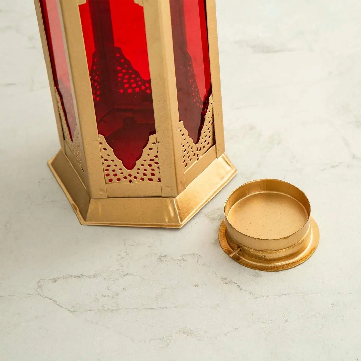 Moroccan Style Golden Hanging Tealight Metal Lantern