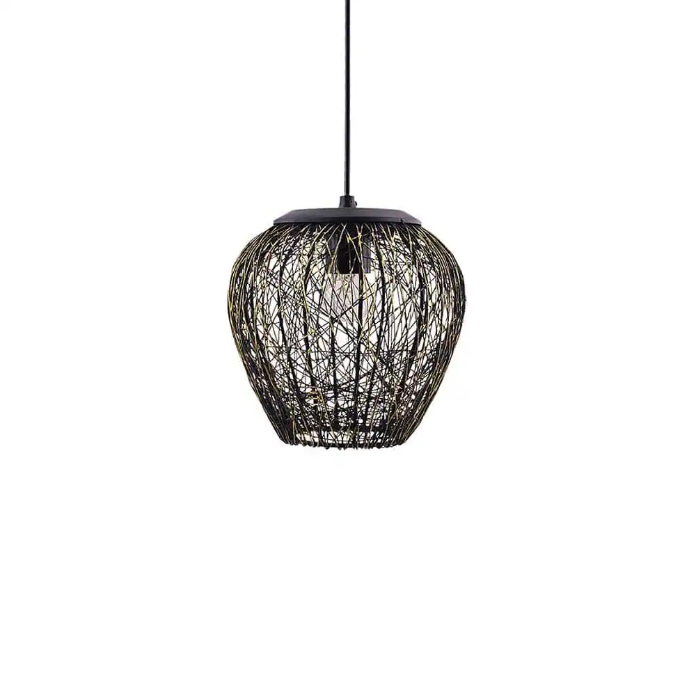 Black Steel Wire Mesh Pendant Light Modern Mild Steel Ceiling Lamp