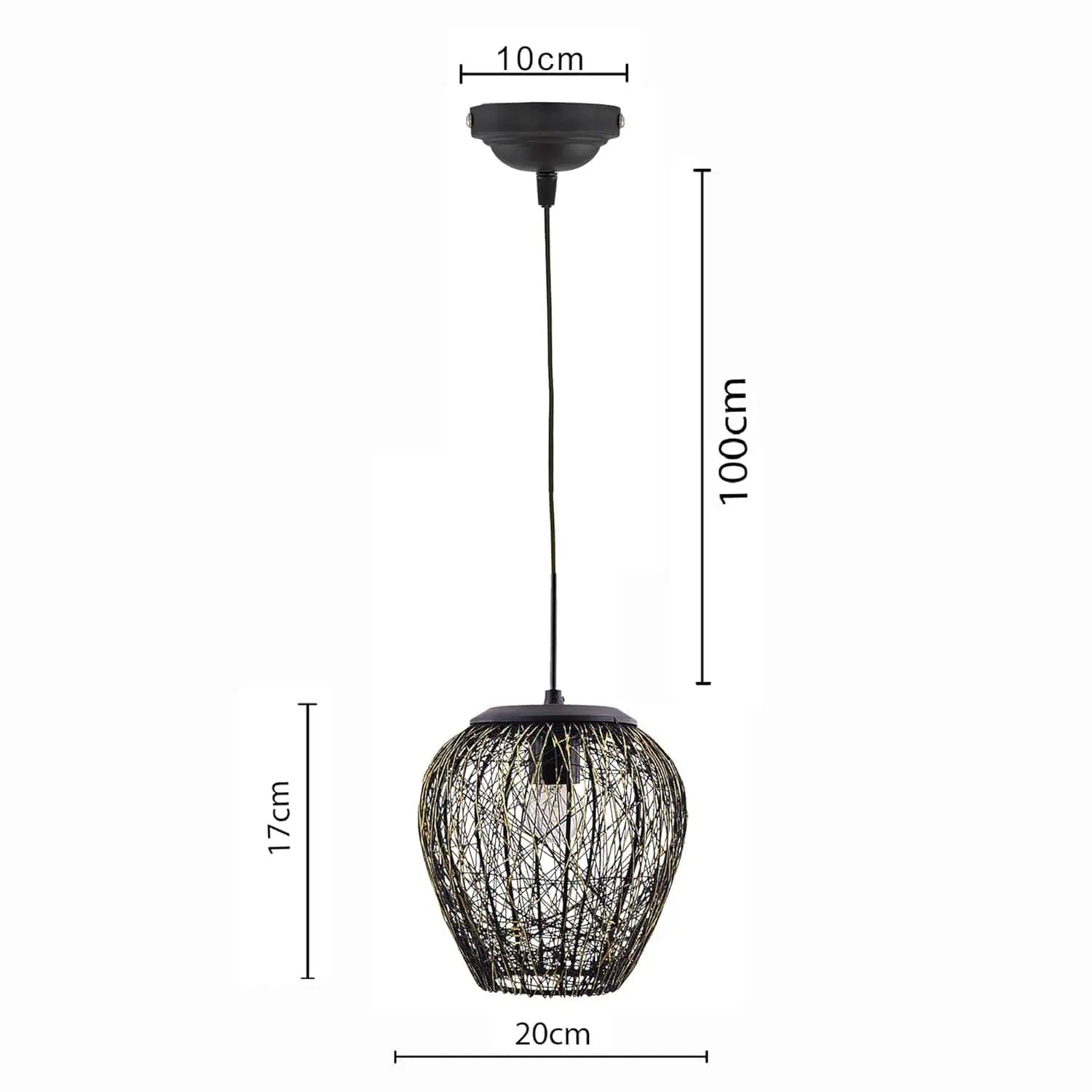 Black Steel Wire Mesh Pendant Light Modern Mild Steel Ceiling Lamp