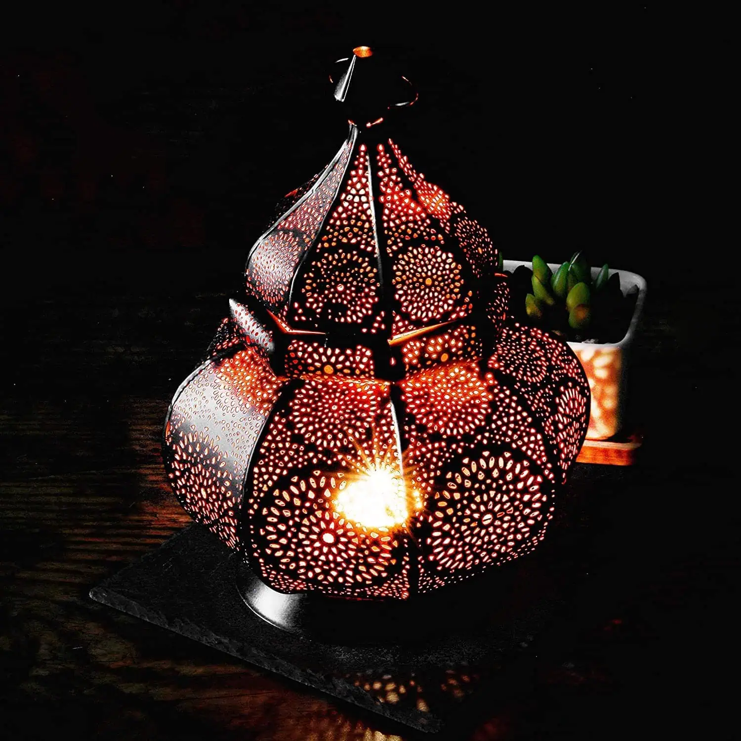 Moroccan Vintage Lantern Golden Decorative Tea Light Candle Holder & Standing Lamp
