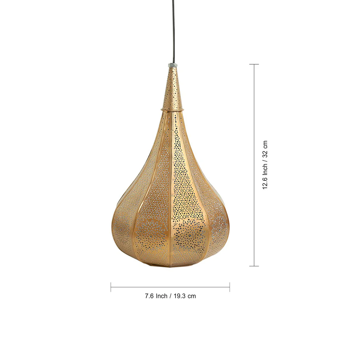 Hand-Etched Golden Moroccan Hanging Pendant Light