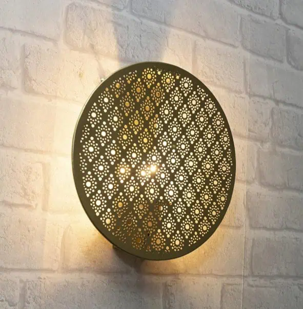 Metal Engraved Wall Sconce Light Golden Mild Steel Decorative Lamp