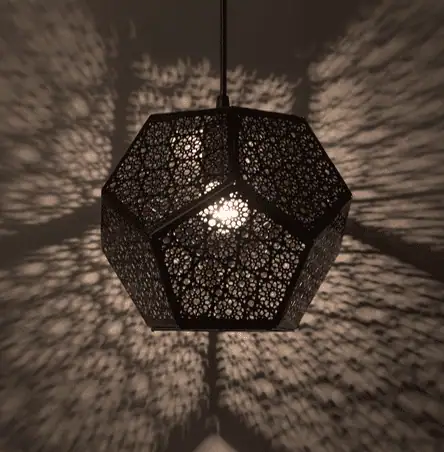 Cubist Hexagon Moroccan Light Golden Hanging Lamp