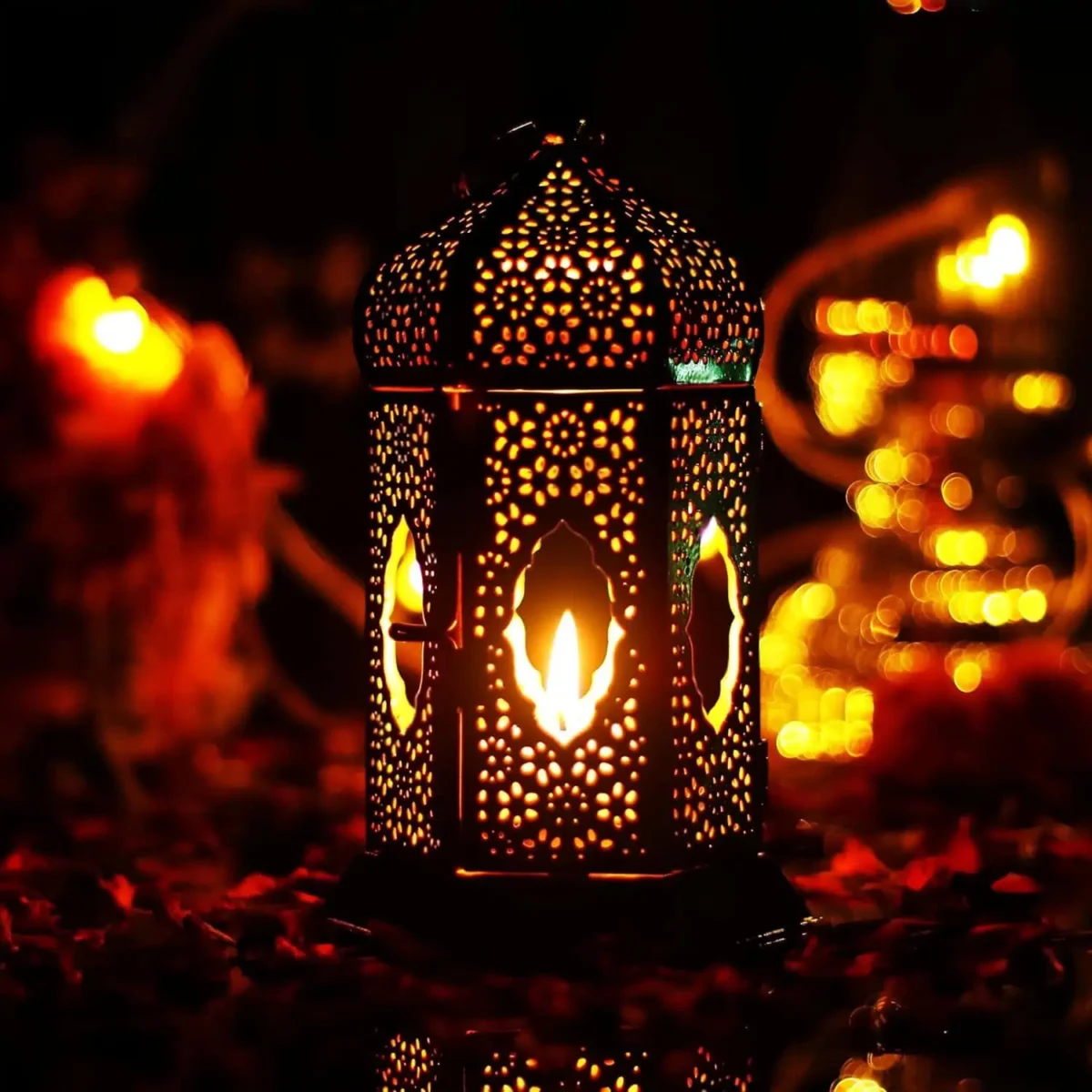 Decorative Golden Moroccan Tealight Hanging Lantern