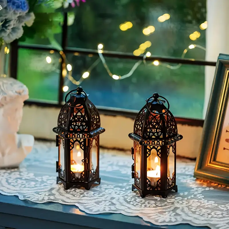 Moroccan Style Candle Lantern with Powder Coating