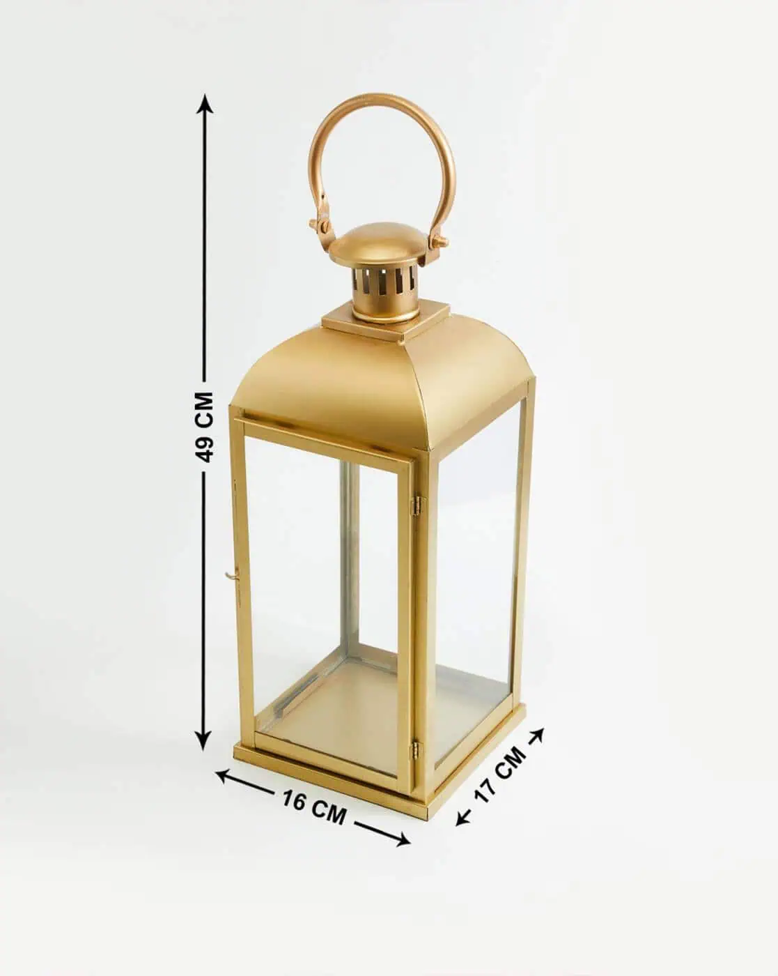 Metal & Glass Rectangular Lantern Golden Finish Home Décor Lighting - Image 2
