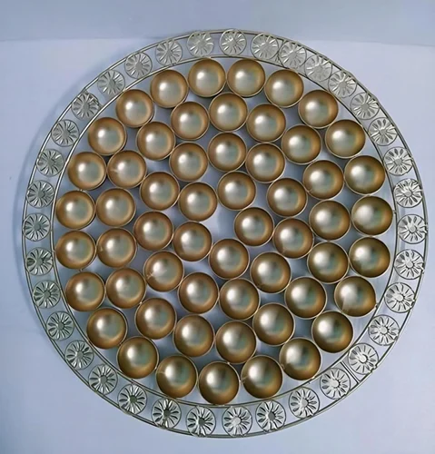 56 Bhog Pooja Thali 20 Inch Traditional Golden Iron Decorative Plate