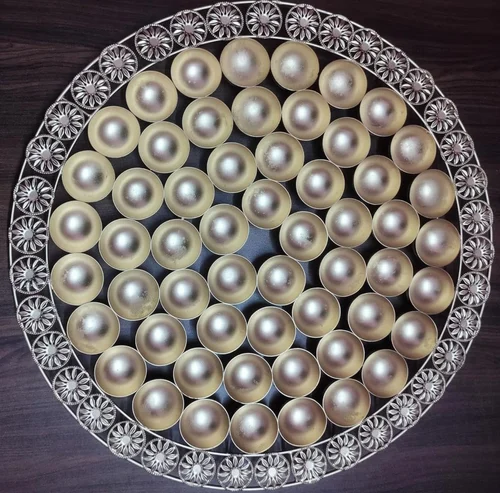 56 Bhog Pooja Thali 20 Inch Traditional Golden Iron Decorative Plate