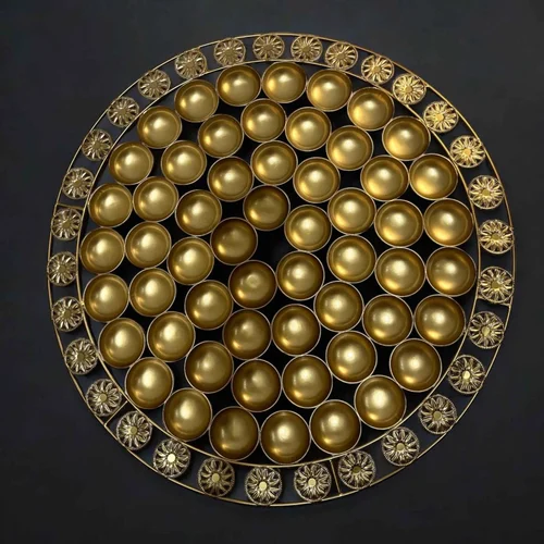 56 Bhog Pooja Thali 20 Inch Traditional Golden Iron Decorative Plate