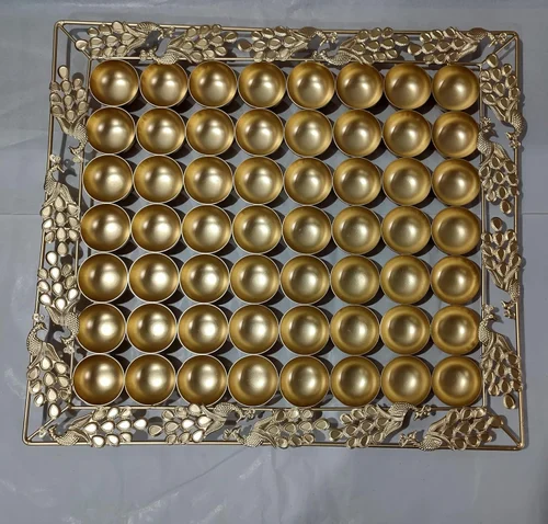 56 Bhog Rectangle Pooja Thali Traditional Decorative Chhappan Bhog Plate