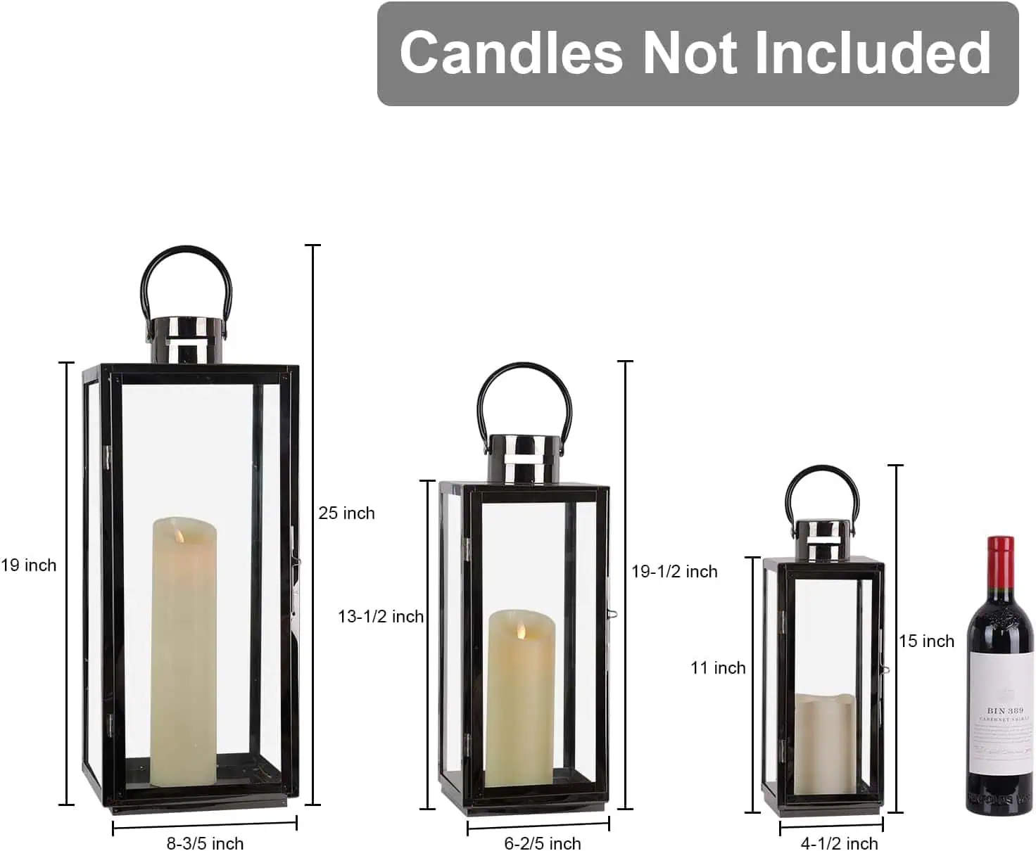 Stainless Steel Candle Lantern with Glass Silver Finish Decorative Lantern