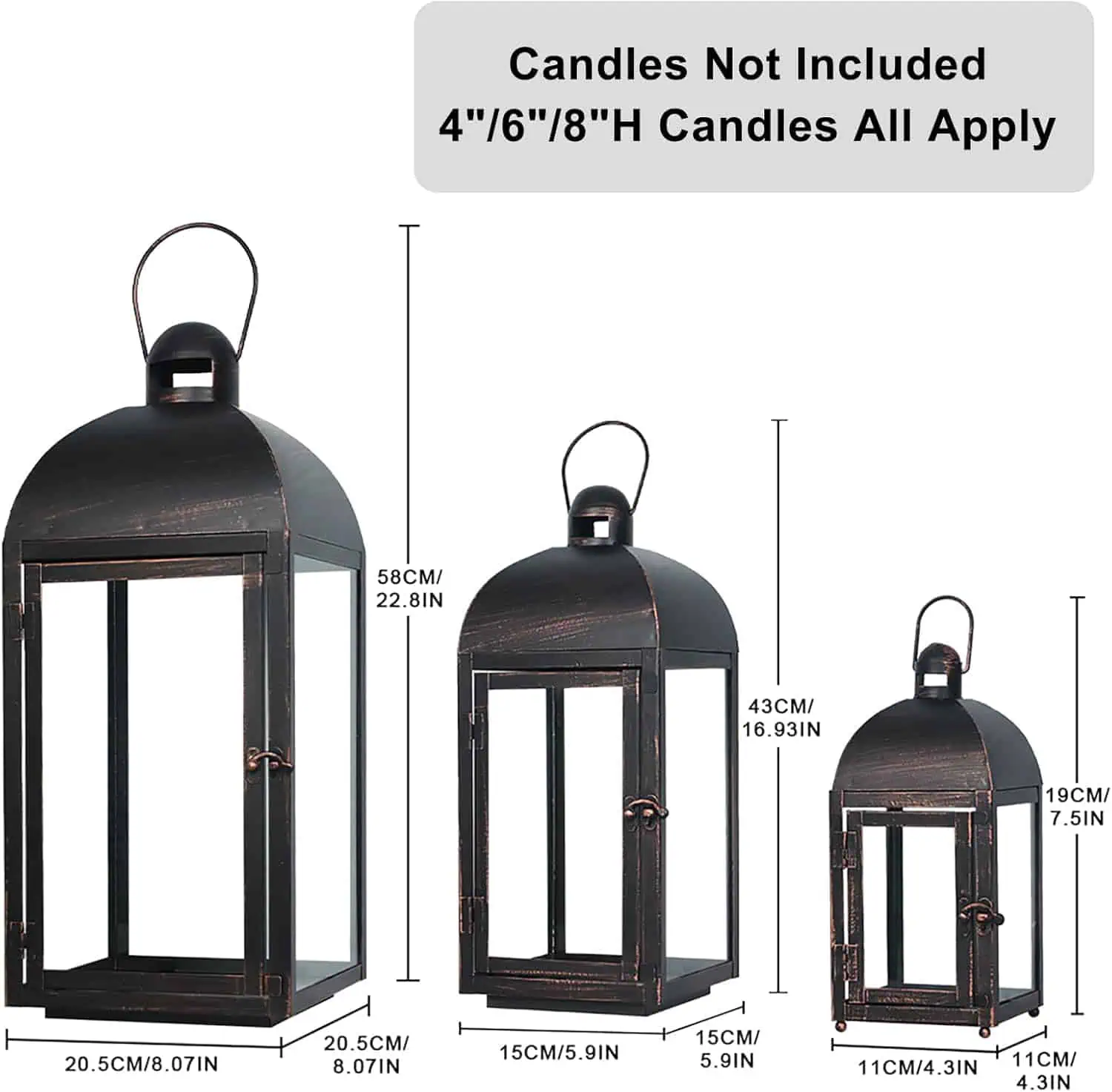 Outdoor & Indoor Metal Lantern | Powder-Coated Decorative Candle Holder | MSE2032