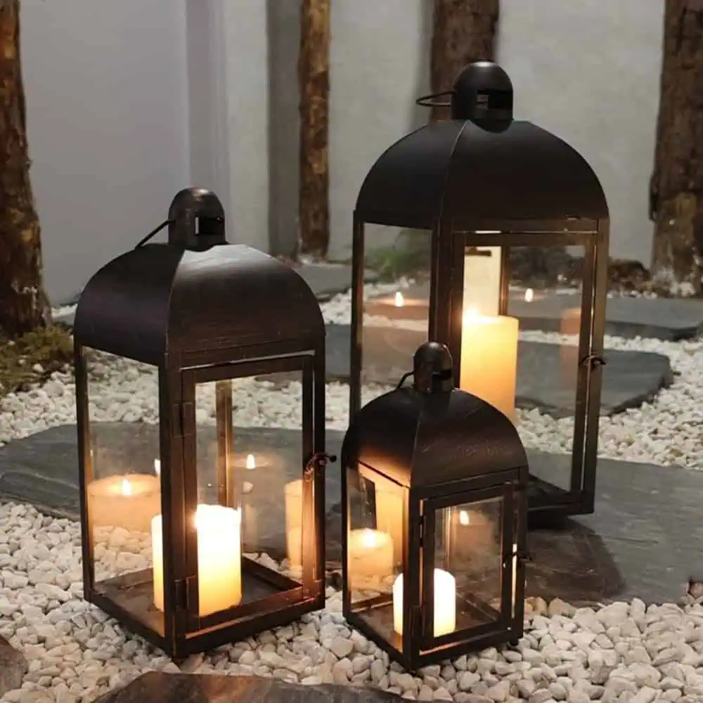 Outdoor & Indoor Metal Lantern | Powder-Coated Decorative Candle Holder | MSE2032