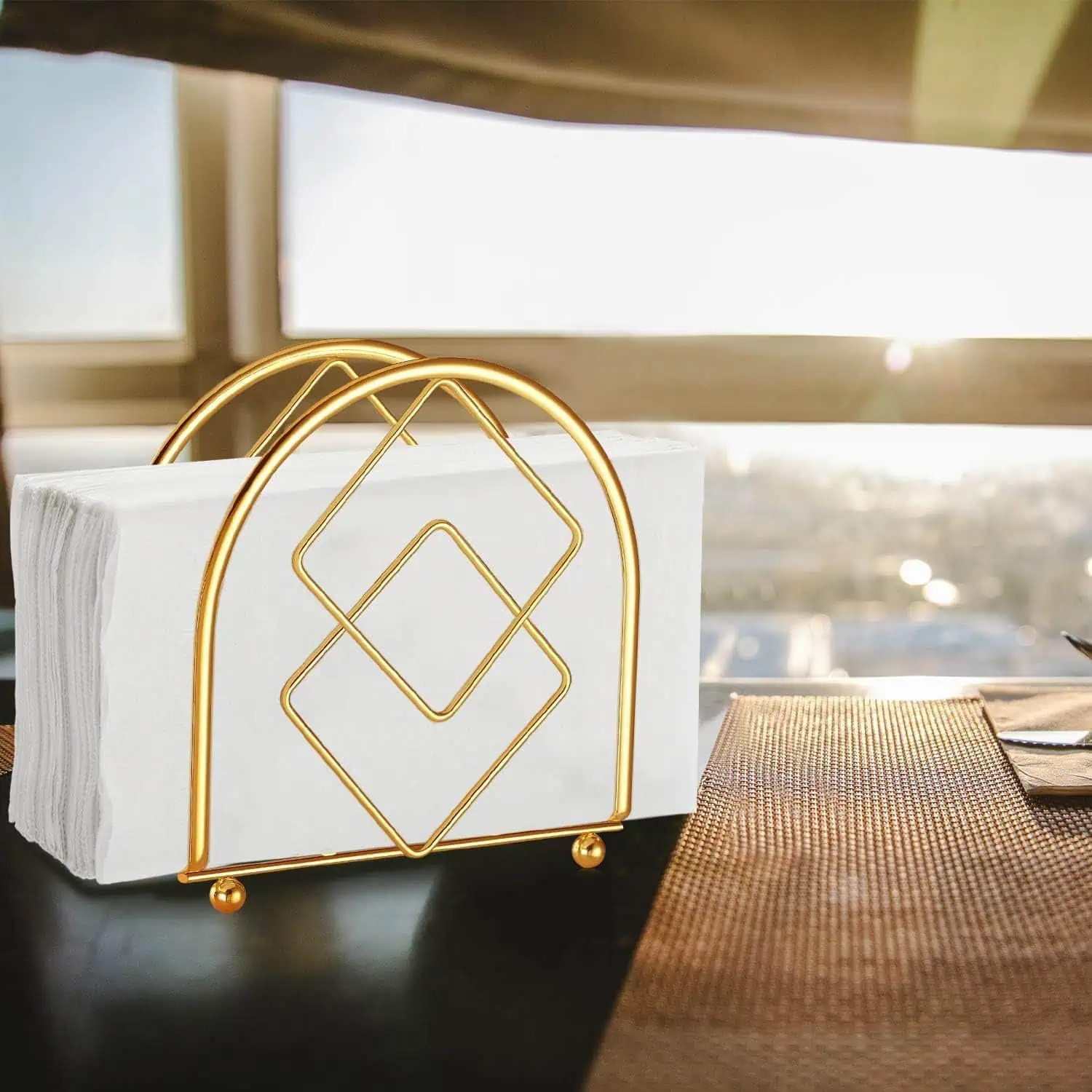 Golden Napkin Holder for Dining Table Stylish Mild Steel Tissue Stand
