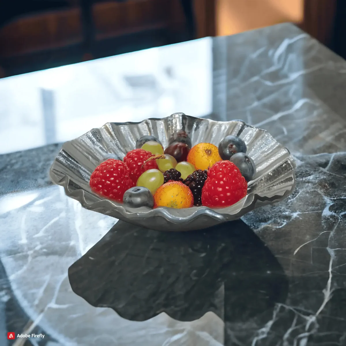 Sleek Silver Aluminium Platter Nickel Finish Decorative Serving Plate