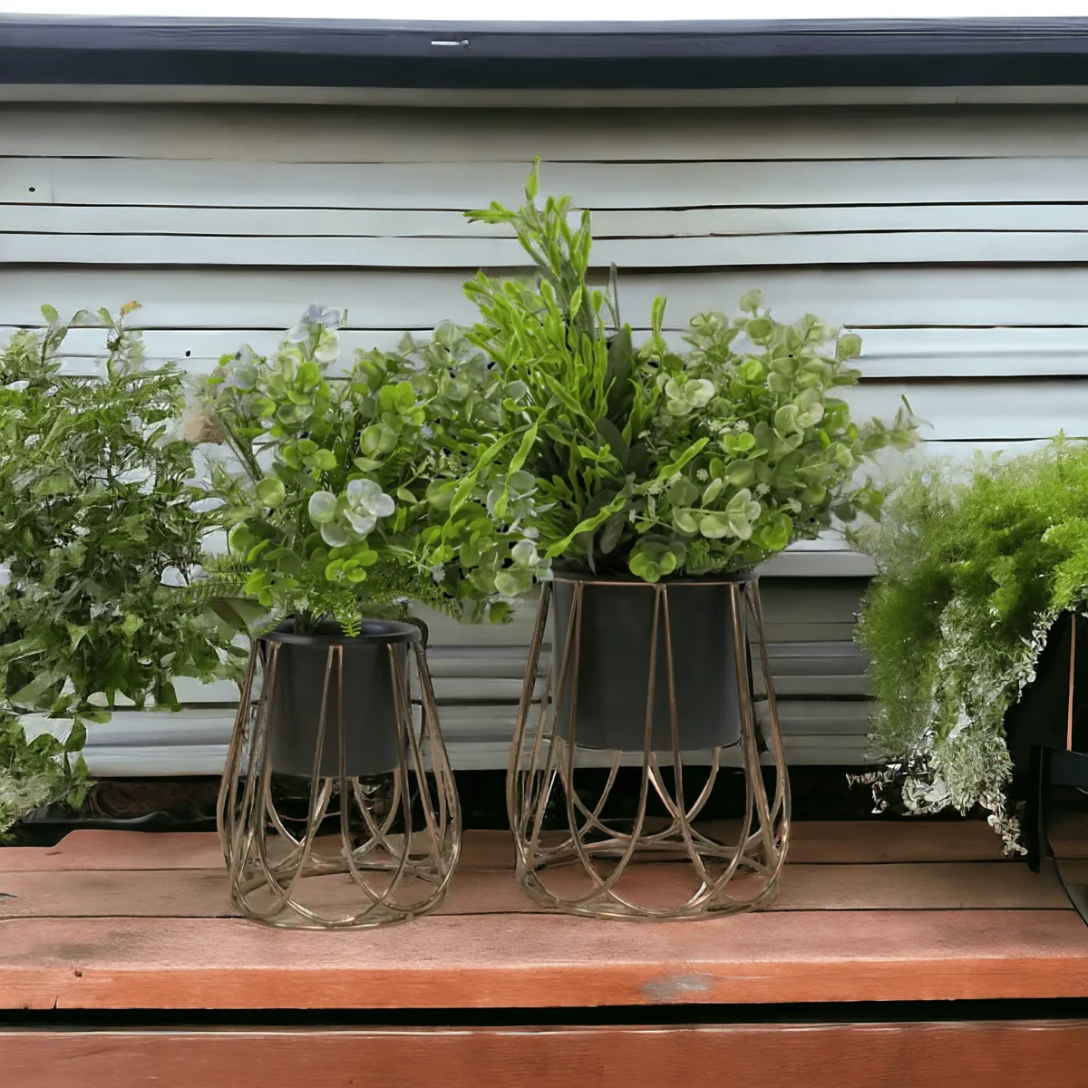 Astra Gold & Black Iron Planter Mild Steel Decorative Indoor/Outdoor Pot