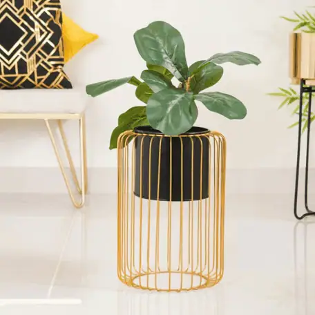Chic Floor Planter With Gold Stand Iron Decorative Indoor/Outdoor Pot
