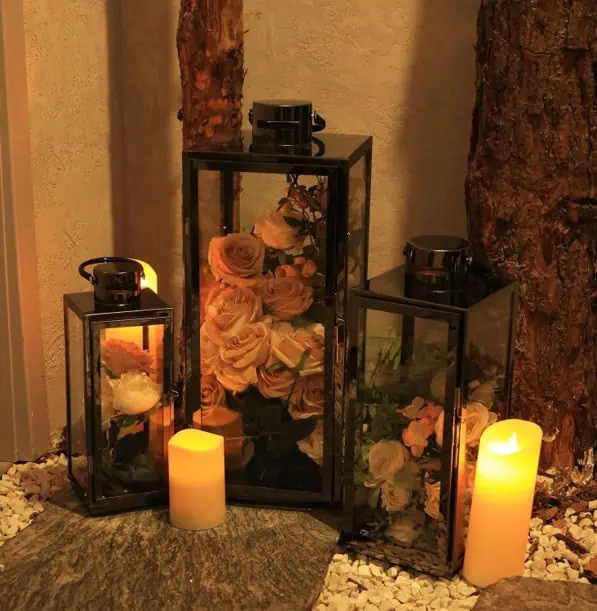 Stainless Steel Candle Lantern with Glass Silver Finish Decorative Lantern