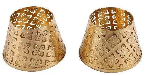 Tealight Holder for Home Décor Golden Finish Metal Accent