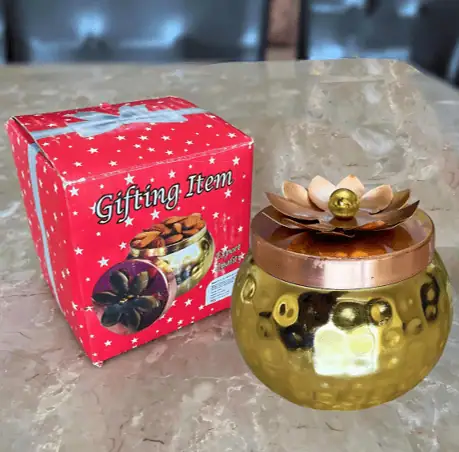 Decorative Dry Fruit Container Golden Iron Storage Box