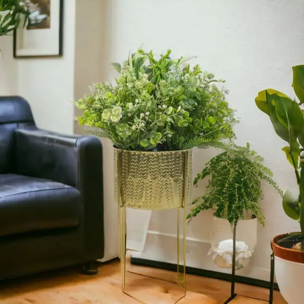 Alice Gold Planter With Stand Mild Steel Decorative Indoor/Outdoor Pot