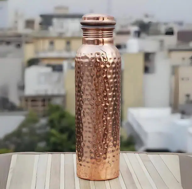 Hammered Design Copper Water Bottle Pure Copper Ayurvedic Health Bottle