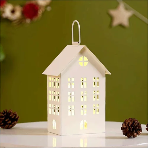 Festive Decoration House Lantern Metal Home Décor Accent