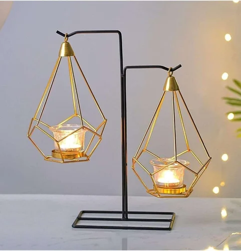 European Light Table Decoration Golden Finish Metal Accent