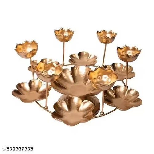 Decorative Rangoli Stand With Handcrafted Diya Golden Iron Festival Décor