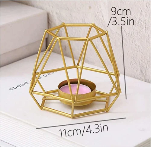 European Style Hollow Candle Holder Golden Finish Decorative Accent