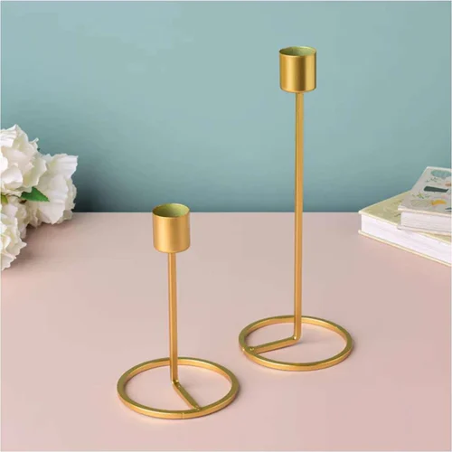Decorative Thin Candle Holder Golden Finish