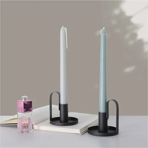 Short Black Candle Holder Modern Decorative Accent